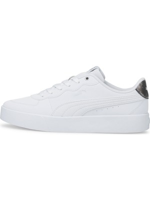 Puma Kadın Beyaz Skye Clean Raw Metallic Sneaker Suni Deri Nefes Alabilir Yapı ile Koşu İçin İdeal