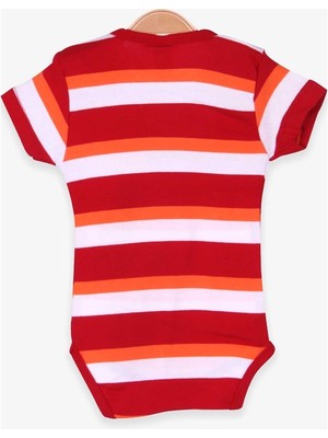 Breeze Erkek Bebek Çıtçıtlı Body Çizgili Kırmızı Soft Giyim (9 Ay-3 Yaş)