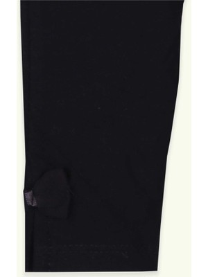 Breeze Kız Çocuk Kapri Tayt Paçası Fiyonk Yırtmaçlı Siyah Soft Giyim (1.5-10 Yaş)