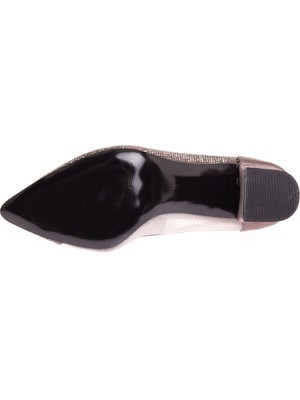 Kent Shop Platin Sıvama 6 cm Taşlı Kadın Abiye Ayakkabı
