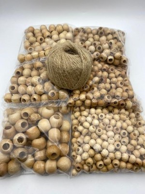 Hedef Bijuteri Vernikli Renkli Ahşap Tahta Boncuk Seti Takı Yapımı İçin 50 gr Çeşitli Boyutlar