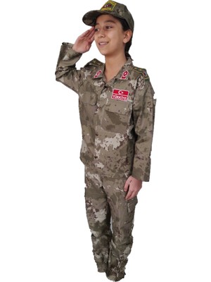 Erteks Tekstil 2022 Tsk Kara Kuvvetleri Çocuk Asker Takımı Çocuk Askeri Kamuflaj Kostümü