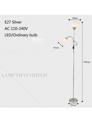 SLD Floor Lamp Double Head Adjustable Vertical Table Lamp Picture Mother Lamp Living Room Study Bedside Lamp LED Eye Protection Lamp(White)   (Yurt Dışından)