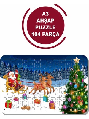 Lipyos Noel Baba ve Geyik A3 104 Parça Puzzle, Oyuncak, Yapboz