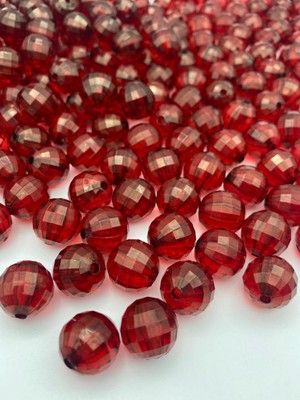 Hedef Bijuteri 16MM Bordo Renk Akrilik Dünya Model Boncuk ,disko Topu Hobi Takı Boncuğu ( 100GR,~45ADET)