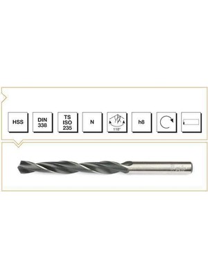Mte Hss Dın 338 Silindirik Saplı Kısa Matkap Ucu - Haddeli 8.5 mm