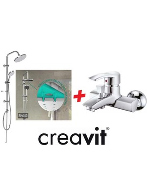Creavit Aria Banyo Armatürü ve SH640 Tepe Duş Yağmurlama Seti