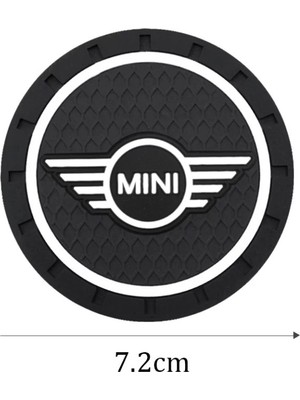 Rosetr Mini Cooper Araç Içi Bardak Altlığı Siyah Mini Logolu 2'li Set 72MM