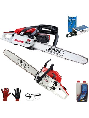 Staxx Power American Ağaç Odun Dal Kesme Makinesi Motorlu Benzinli Testere 63CC 7.9 Hp Hp Yağ + Yedek Zincir Hediye