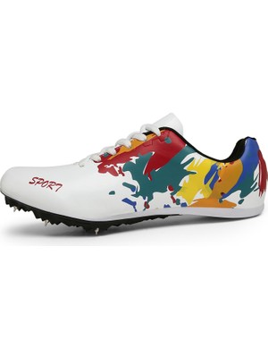 KIN Beyaz Parça ve Alan Ayakkabı Spike Spor Ayakkabı Impressionizm Desen (Yurt Dışından)