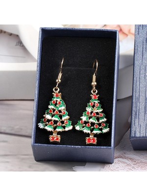 Prettyia 4x1 Çift Alaşım Renkli Noel Teması Moda Kanca Küpeleri Noel Ağacı 4 Adet (Yurt Dışından)