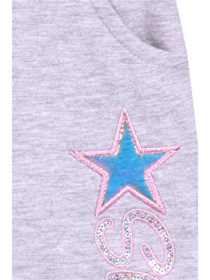 Breeze Kız Çocuk Eşofman Takımı Pullu Yıldızlı Pudra Soft Giyim (2-6 Yaş)