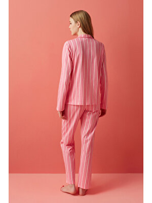Penti Cseker Pembe Stripy Pink Gömlek Pijama Takımı