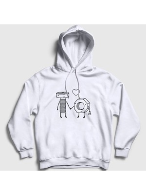 Presmono Unisex Beyaz Lovers V3 Valentine's Day Sevgililer Günü Kapüşonlu Sweatshirt