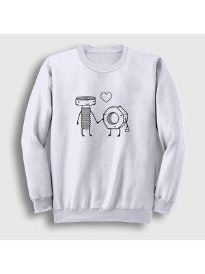 Presmono Unisex Beyaz Lovers V3 Valentine's Day Sevgililer Günü Sweatshirt