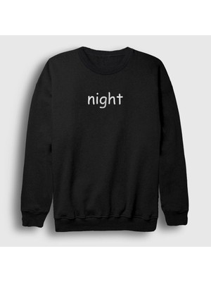 Presmono Unisex Siyah Night Valentine's Day Sevgililer Günü Sweatshirt