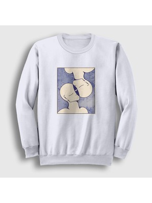 Presmono Unisex Beyaz Soul Mates Valentine's Day Sevgililer Günü Sweatshirt