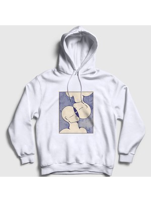 Presmono Unisex Beyaz Soul Mates Valentine's Day Sevgililer Günü Kapüşonlu Sweatshirt