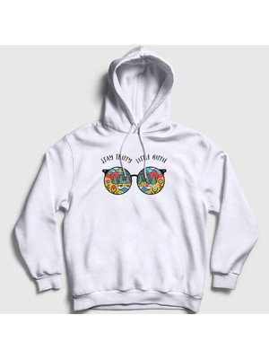 Presmono Unisex Beyaz Camper Kamp Kapüşonlu Sweatshirt