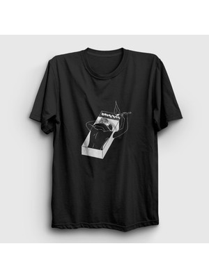 Presmono Unisex Siyah Match Lovers Valentine's Day Sevgililer Günü T-Shirt