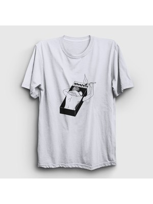 Presmono Unisex Beyaz Match Lovers Valentine's Day Sevgililer Günü T-Shirt