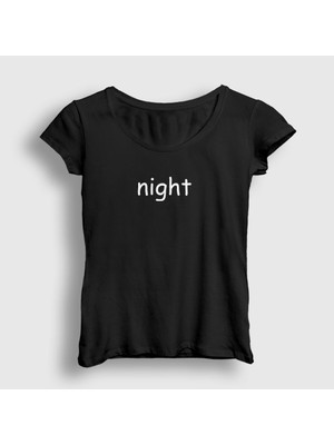 Presmono Kadın Siyah Night Valentine's Day Sevgililer Günü T-Shirt