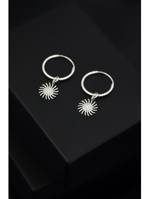 Papatya Silver 925 Ayar Gümüş Rodyum Kaplama Güneş Halka Küpe