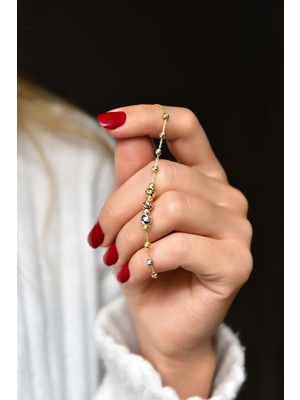 Papatya Silver 925 Ayar Gümüş Üç Renk Kaplama Dorika Top Kadın Bileklik UVPS200521