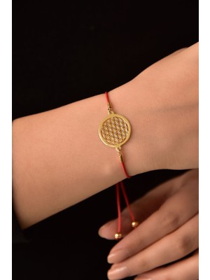 Papatya Silver 925 Ayar Gümüş Altın Kaplama Yaşam Çiçeği Kadın Bileklik