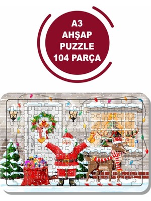 Lipyos Noel Baba ve Geyik A3 104 Parça Puzzle, Oyuncak, Yapboz
