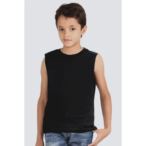 Düz, Baskısız Basic Siyah Kesik Kol | Kolsuz Kız Erkek Uniseks Çocuk T-Shirt | Atlet