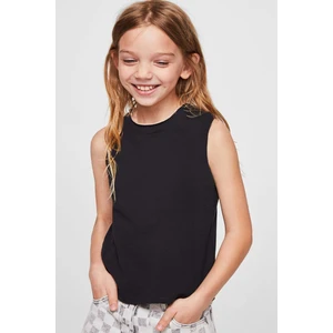 Düz, Baskısız Basic Siyah Kesik Kol | Kolsuz Kız Erkek Uniseks Çocuk T-Shirt | Atlet