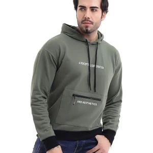 Bd Giyim Kanguru Cep Kapüşonlu Sweatshirt Haki