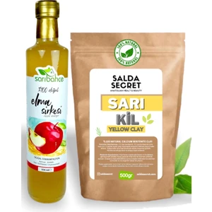 Salda Secret Sarı Kil Doğal Yüz Maskesi 500 gr Kil Maskesi Toz -Doğal Fermente Elma Sirkesi 500ML