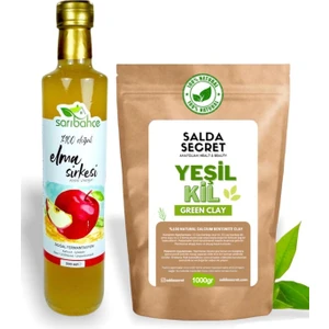 Salda Secret Yeşil Kil Doğal Yüz Maskesi 1000 gr Toz - Kil Maskesi - Doğal Fermente Elma Sirkesi 500ML