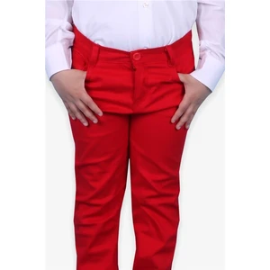 Erkek Çocuk Gabardin Pantolon Kirmizi Soft Giyim (8-14 Yaş)