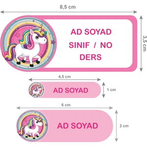 Kutu Ambalaj Okul Etiketi Defter, Kalem Sticker Unicorn 56 Adet