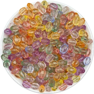 Hedef Bijuteri 25 gr Karışık Pastel Renkli 10X8MM Akrilik Fıçı, Badem Model Boncuk (25GR, ~70 Adet)