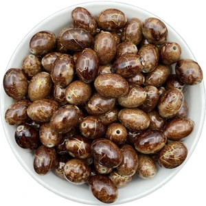 Hedef Bijuteri 12X18MM Gold Damarlı Kahverengi Badem Model Takı ve Çanta Yapım Boncuğu (100GR,~60ADET)