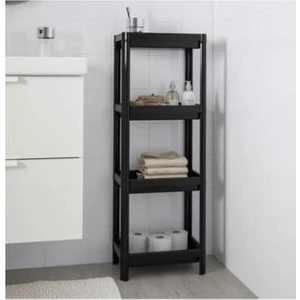 Masho Trend Siyah Vesken Mutfak Banyo Raf Ünitesi - Banyo Dolabı Havluluk 4 Katlı 23 x 100 cm