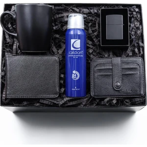 Cüzdan & Erkek Deodorant & Kartlık & Zippo Çakmak & Siyah Kupa Hediye Seti