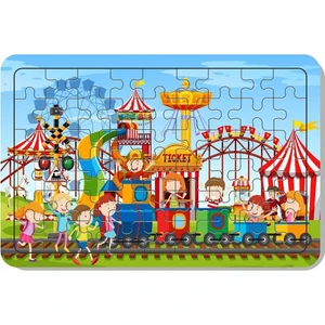 54 Parça Ahşap Puzzle Lunapark ve Tren