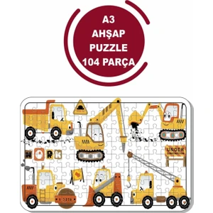 Iş Makinaları A3 104 Parça Ahşap Puzzle