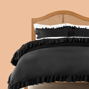 Ritmo Home Timeless Farbalalı / Fırfırlı Siyah Vintage Tek Kişilik Nevresim Takımı
