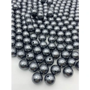 Hedef Bijuteri 16MM Gri Renk Plastik Inci Boncuk, Çanta ve Takı Yapım Boncuğu (250 GR,~120 Adet)