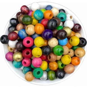 Hedef Bijuteri 12MM Karışık Renkli Ahşap Tahta Boncuk, (100GR, ~170 Adet Boncuk)