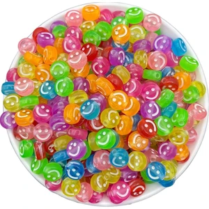 Hedef Bijuteri 25GR Şeffaf Karışık Renkli 10MM Smile,gülen Yüz Surat Boncuk ,takı Boncuğu (25 Gr, ~80 Adet)