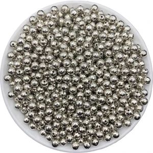Hedef Bijuteri 6mm Nikel/gümüş Renk Parlak Metalize Dünya Model ,disko Topu Takı Hobi Boncuğu (25GR,~200 Adet