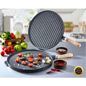 Çift Taraflı Yuvarlak Kızartma ve Izgara Tava 36 cm ZK-913