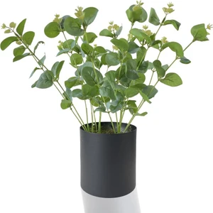 Yapay Çiçek Okaliptus Siyah Metal Saksılı Dekoratif Süs Çiçeği